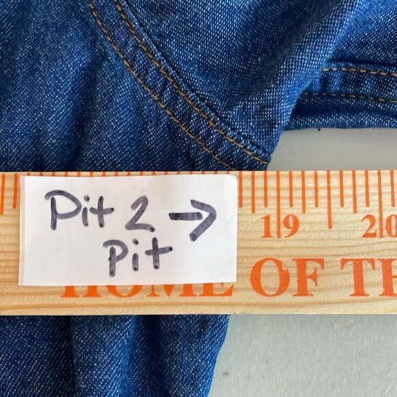 Wrangler +Staud Women's Denim Pearl Snap western cowboy button down sz Medium - Picture 14 of 14